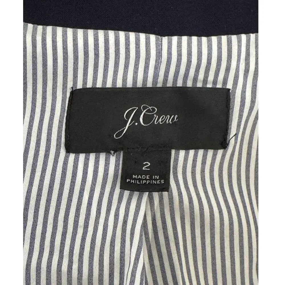 J. Crew‎ Womens Mayfair Pleated Back Navy Blazer Size 2